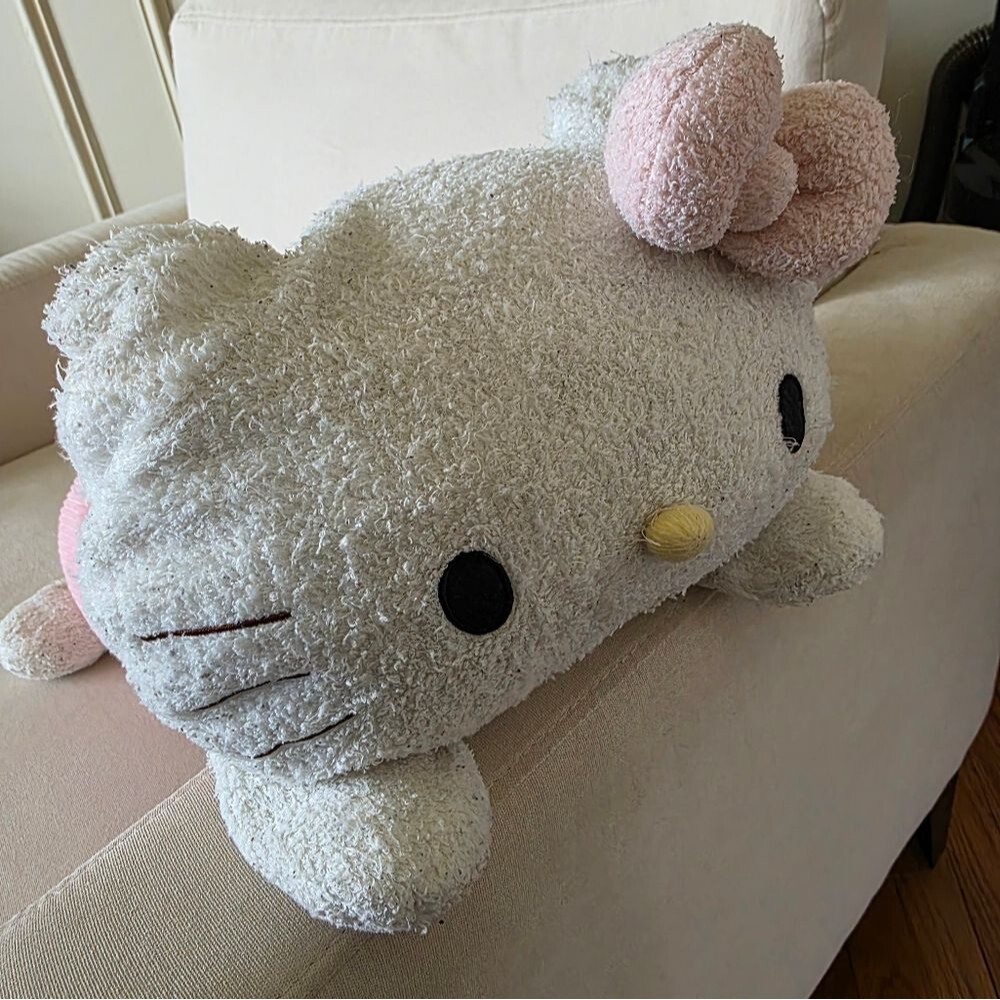 Vintage Hello Kitty Laying Tootsie Roll Pillow 20x10 Hong Kong Saito Sanrio
